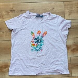 Caribbean Joe Light Pink Short Sleeve Tee with Nautical Tag Turtle